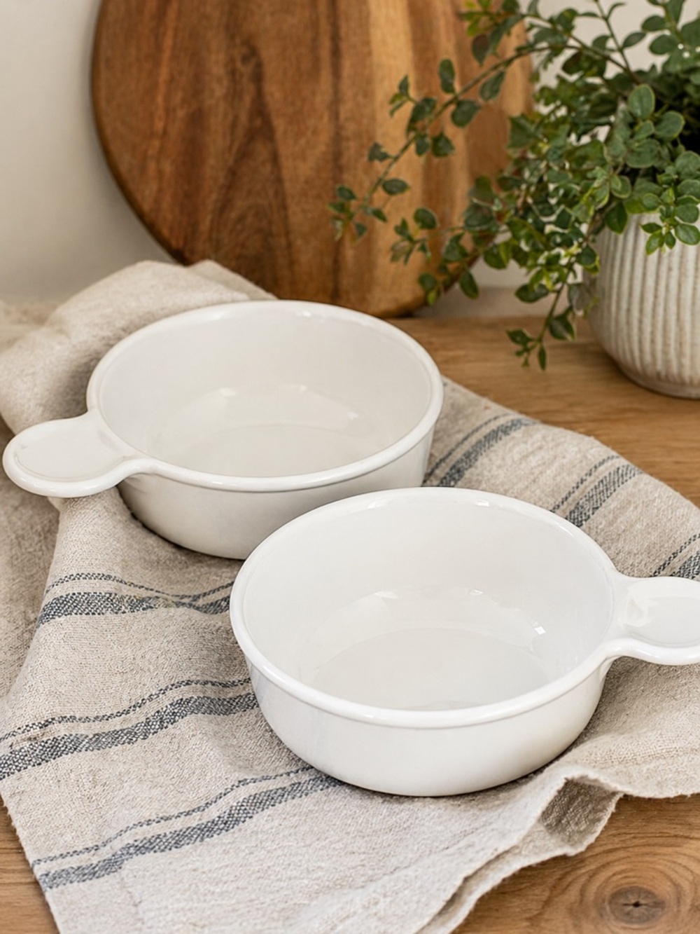 Vintage CorningWare Grab-It Bowls P-150-B White Pyroceram Set of 2 USA